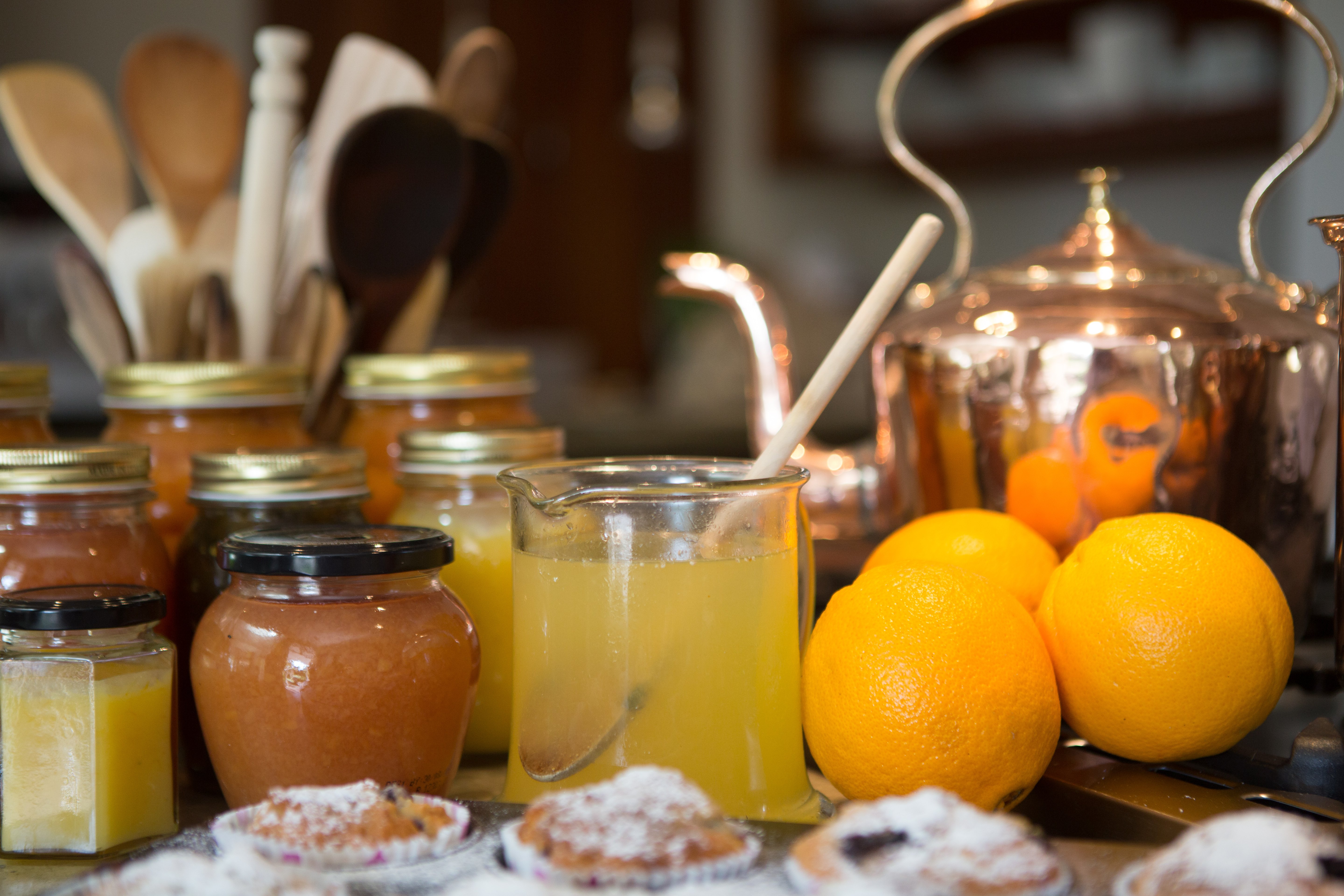 Homemade jam and honey