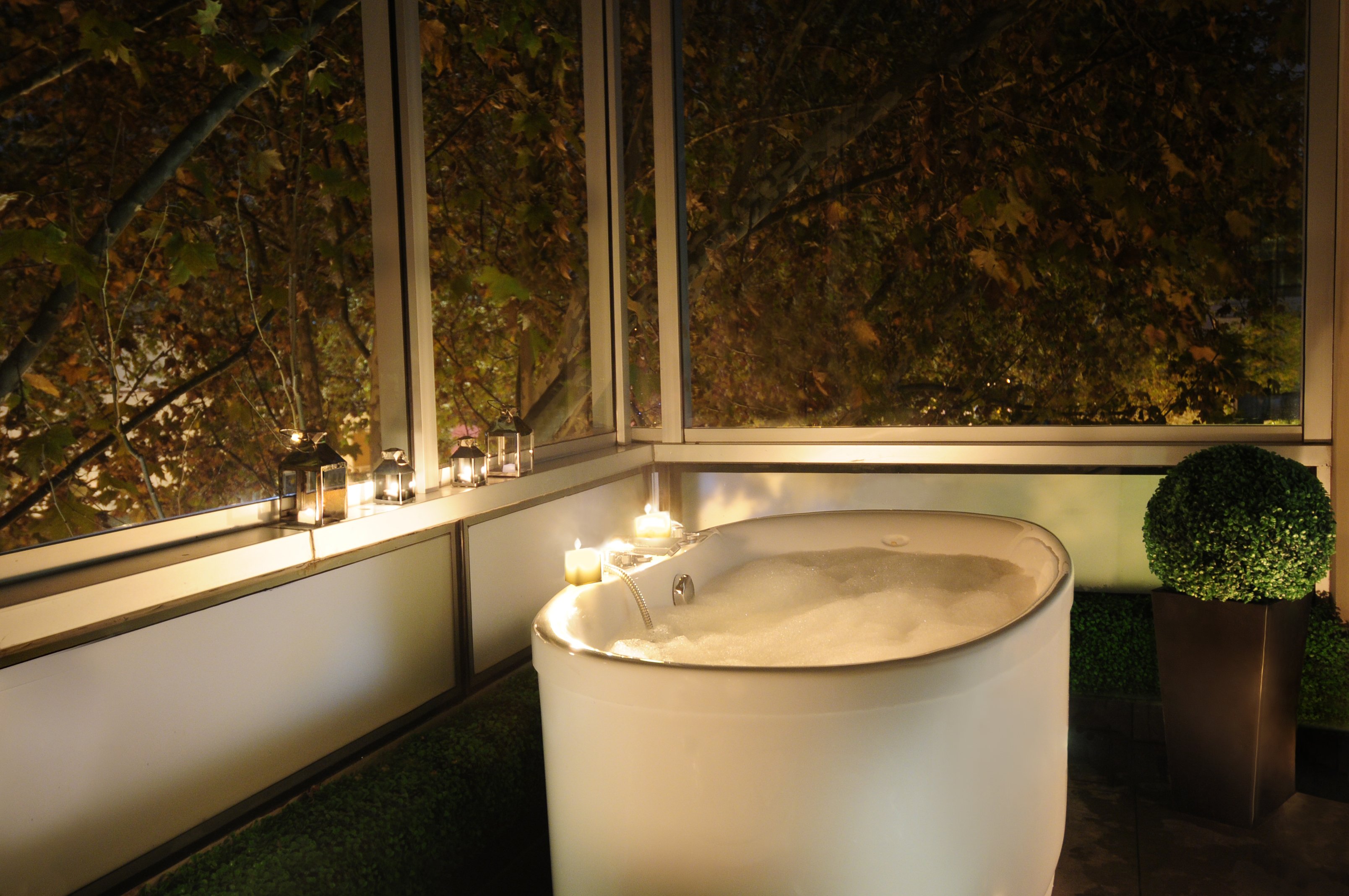 Indulging foam bath under the stars
