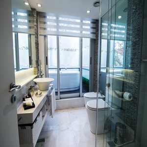 Indoor outdoor luxurious marble bathroom