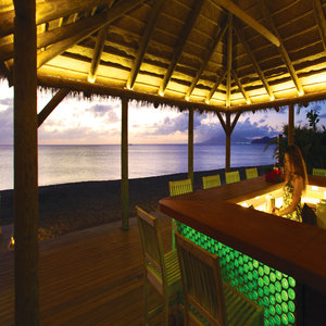 Our private beach bar at sunset