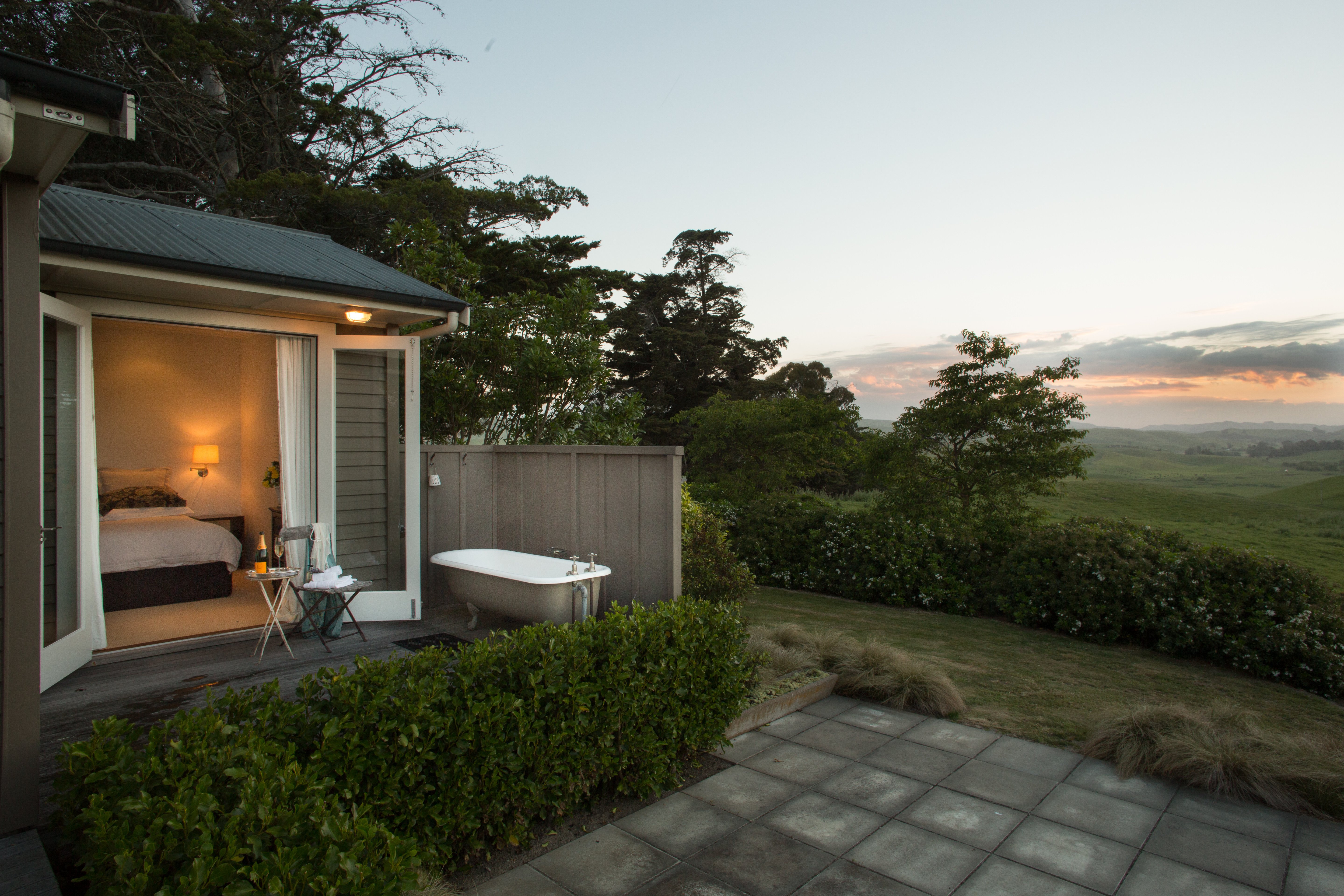 The Cottage Outdoor Bath Evening Light