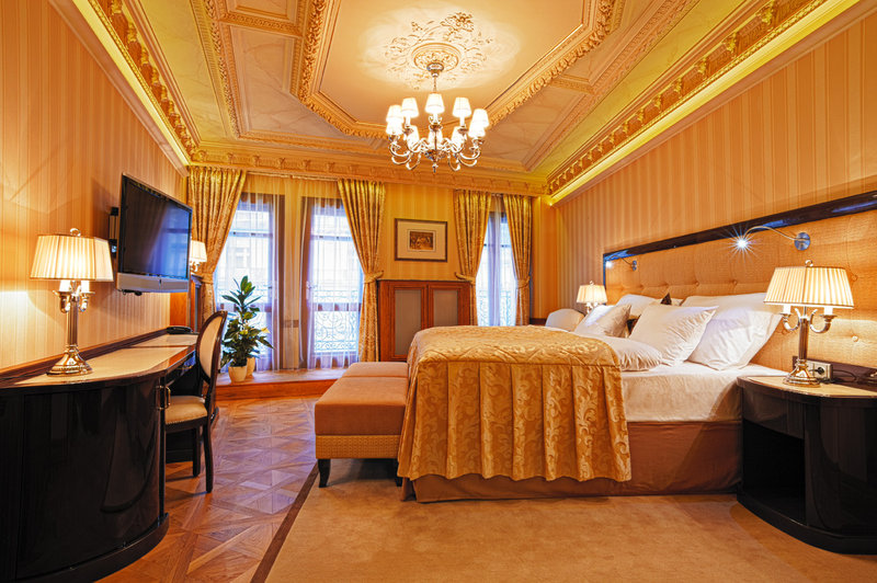 Opulent marble floors and sparkling chandeliers