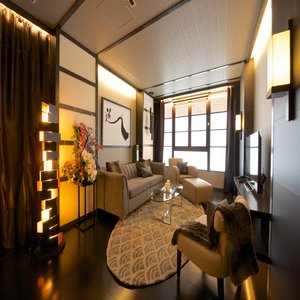 Lounge area with custom designed furnishings