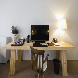 Handmade wood desk is part of every room