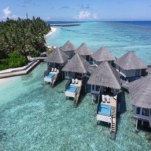 Water Bungalow with Pool - Aerial