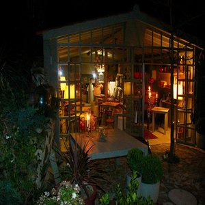 Cramo's Wine Atelier exterior by night