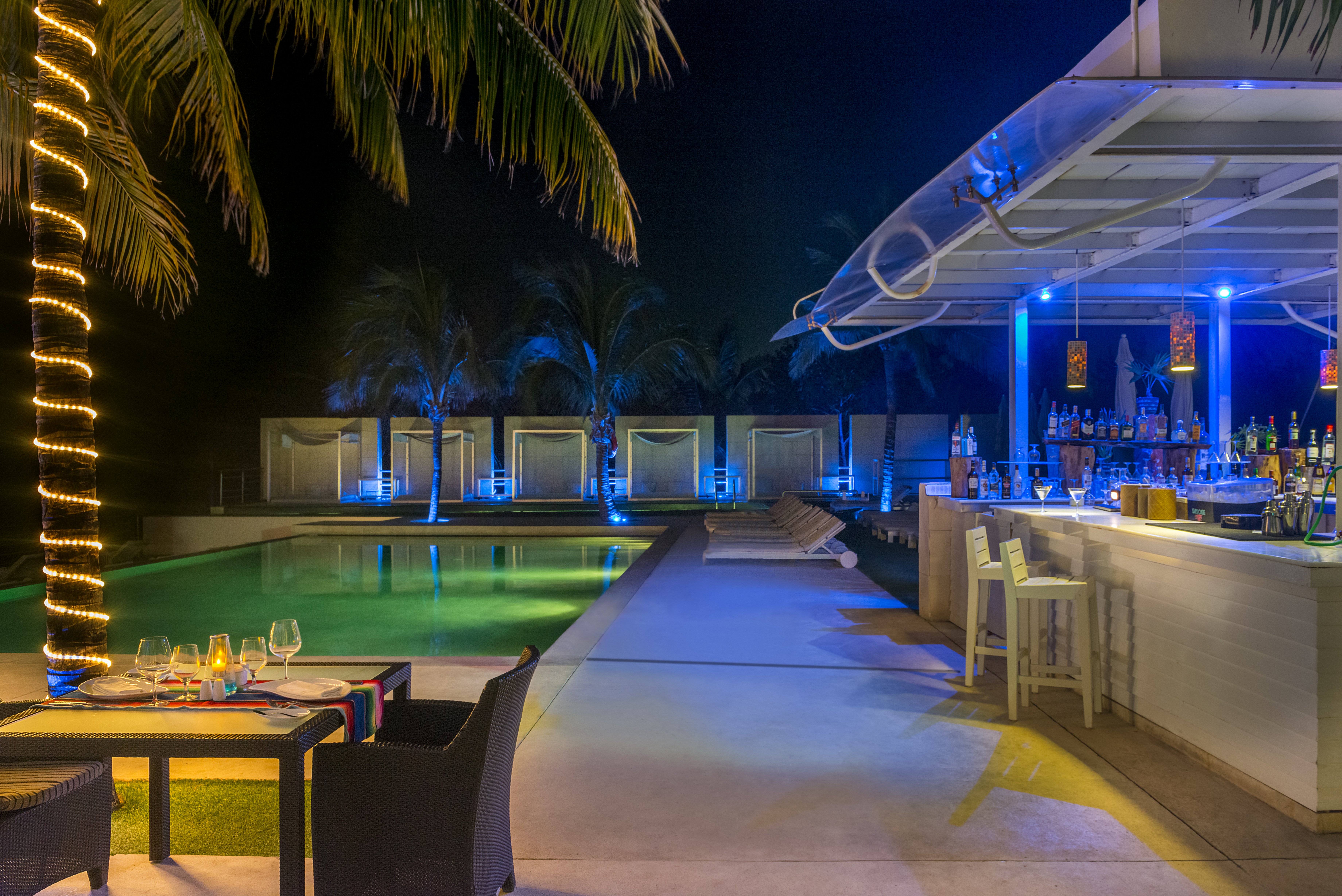 The Pool Bar And Main Pool At Night