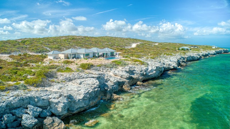 Three Bedroom Peninsula Oceanfront Coral Villa Birds Eye View