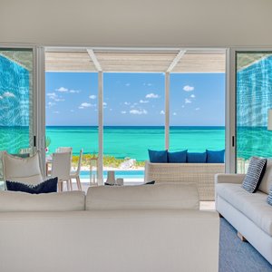 Three Bedroom Peninsula Oceanfront Coral Villa Living Area And View